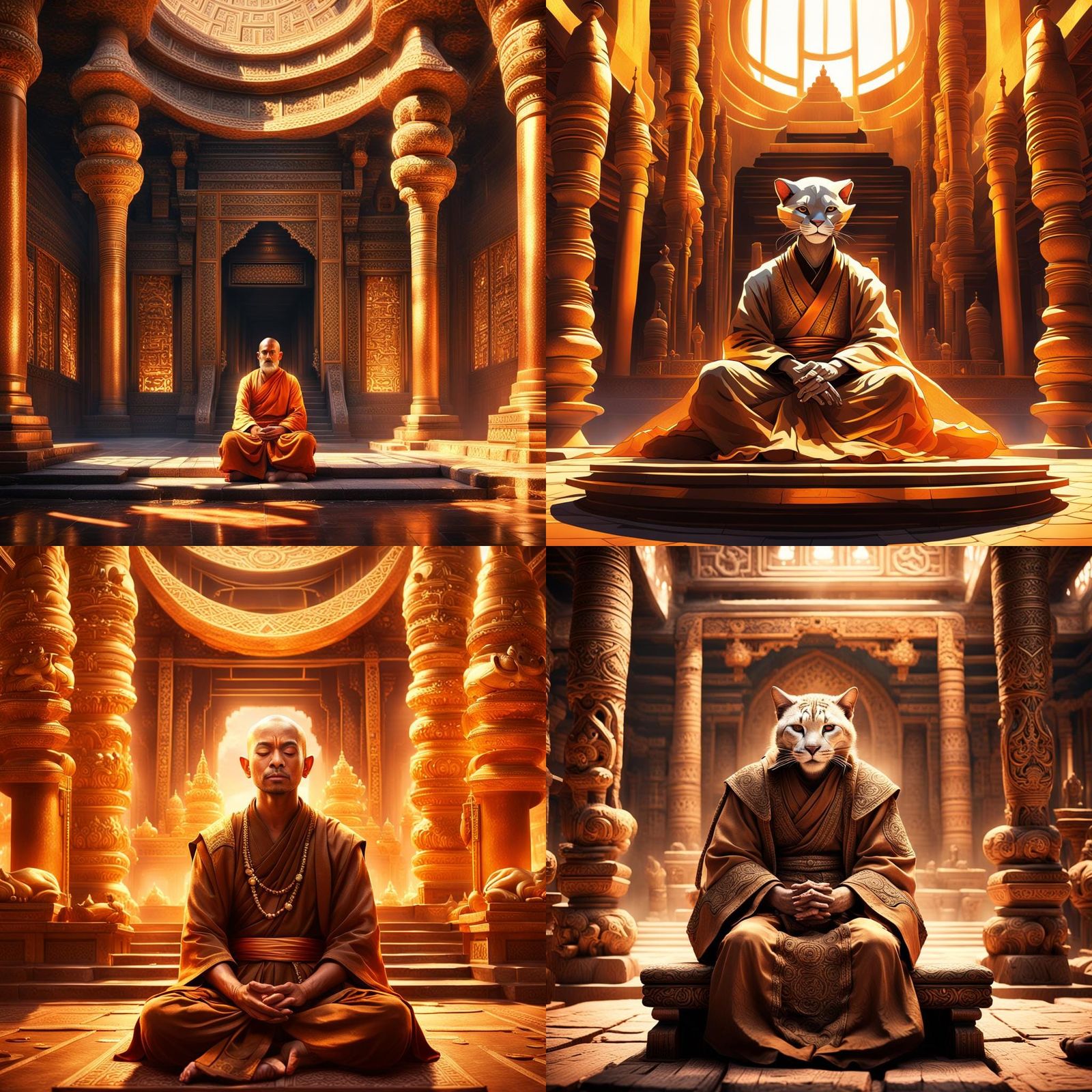 Epic Tabaxi Monk in Temple of Serenity