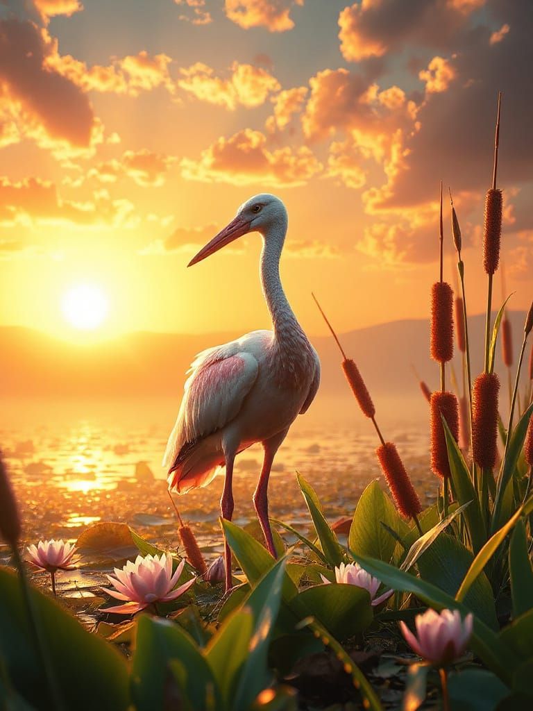 Roseate stork