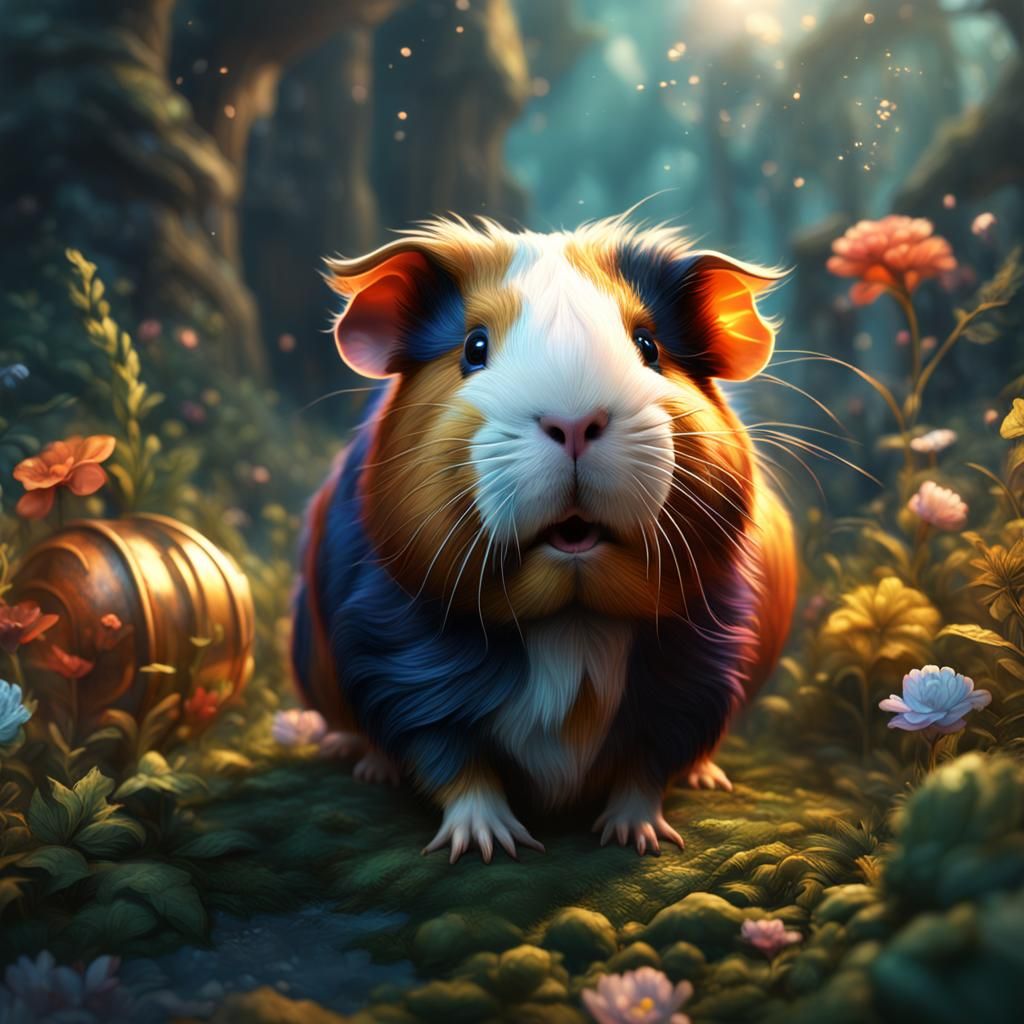Guinea Pig Vibing in Detailed Matte Painting
