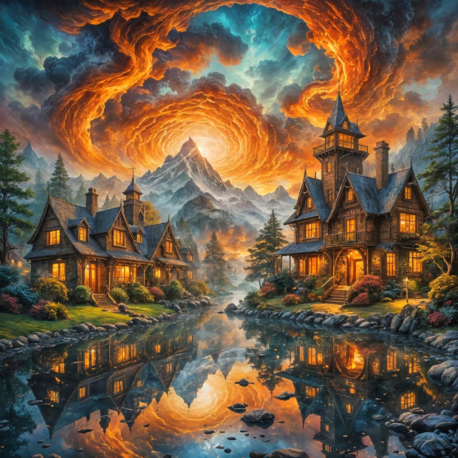 Fiery Reflections in Snake Eye, Impasto Style