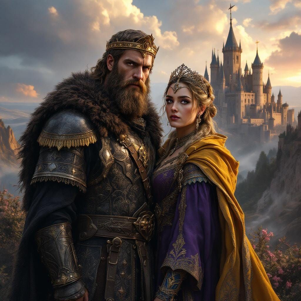 Charlemagne and Himiltrud: Epic Dark Fantasy Art