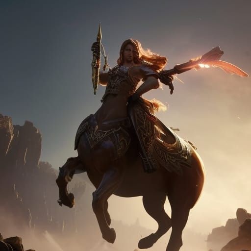 Sagittarius Equine Goddess in Dynamic Lighting