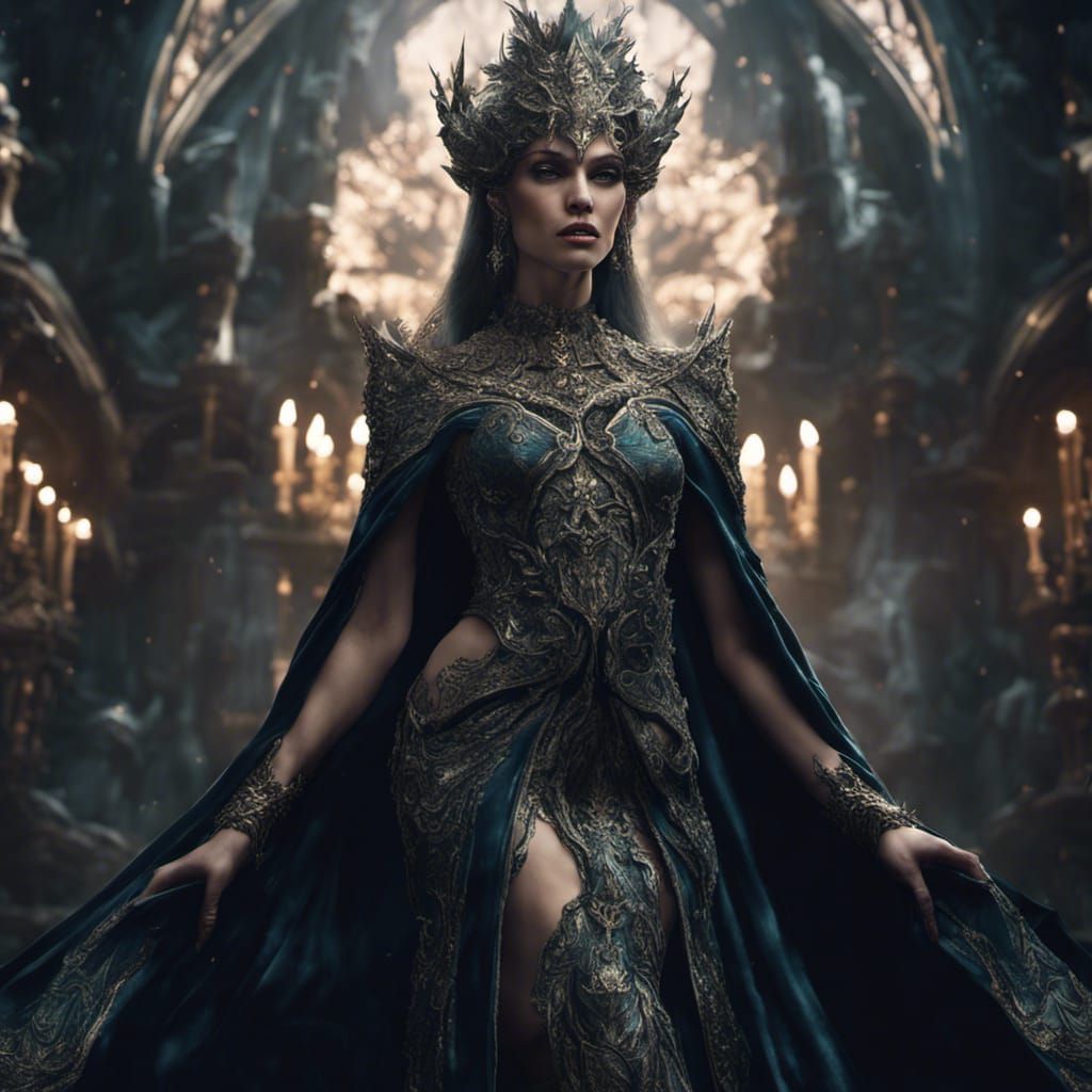 Winter Elf Queen in Silk Evening Wear