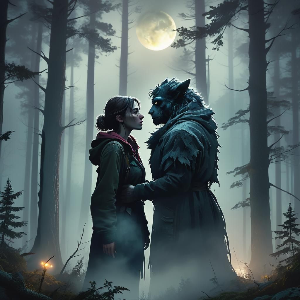 Surreal, Dreamlike Forest Embrace in Cinematic Style