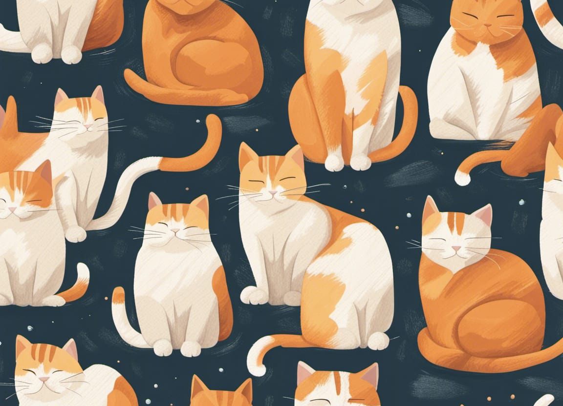 Painterly Cats Sleeping with Textured Brushstrokes