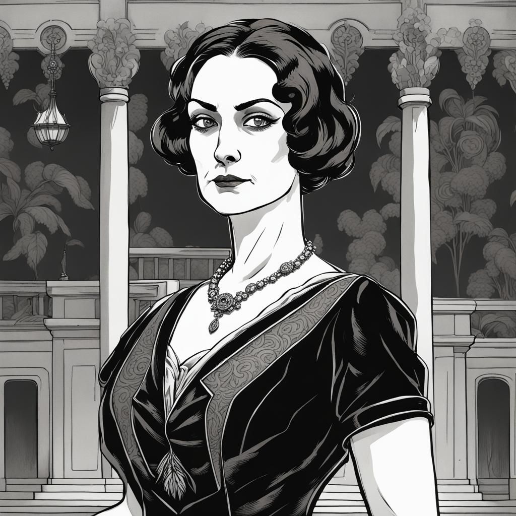 1920s Woman in Mourning: Comic Art Portrait