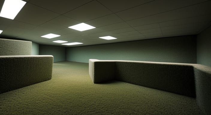 Abstract Surreal Liminal Space Building Interior