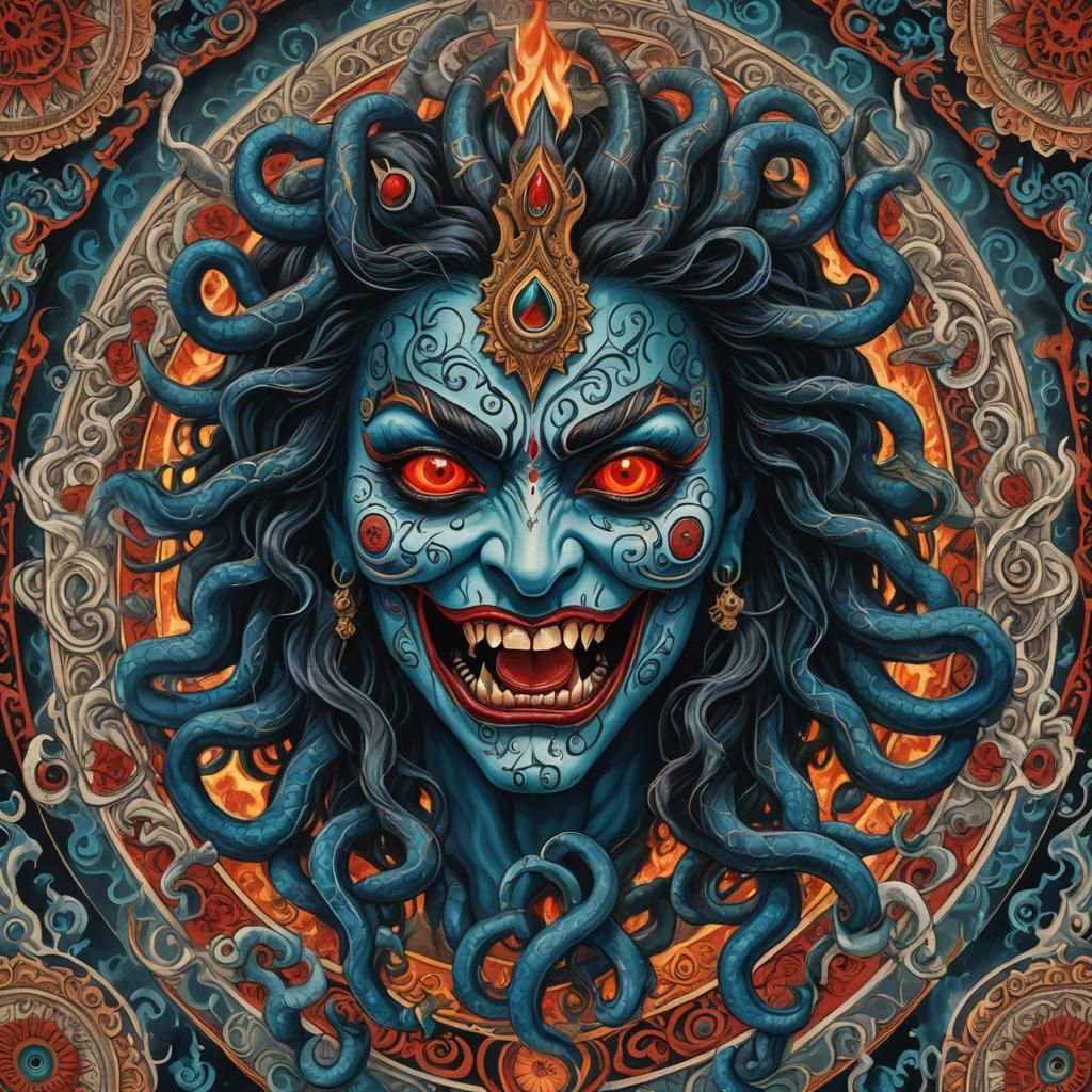 Fearsome Kali Goddess of Destruction in Cosmic Horror