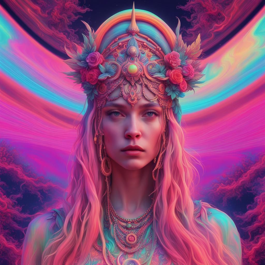Psychedelic Hippie Goddess in Cosmic Radiance