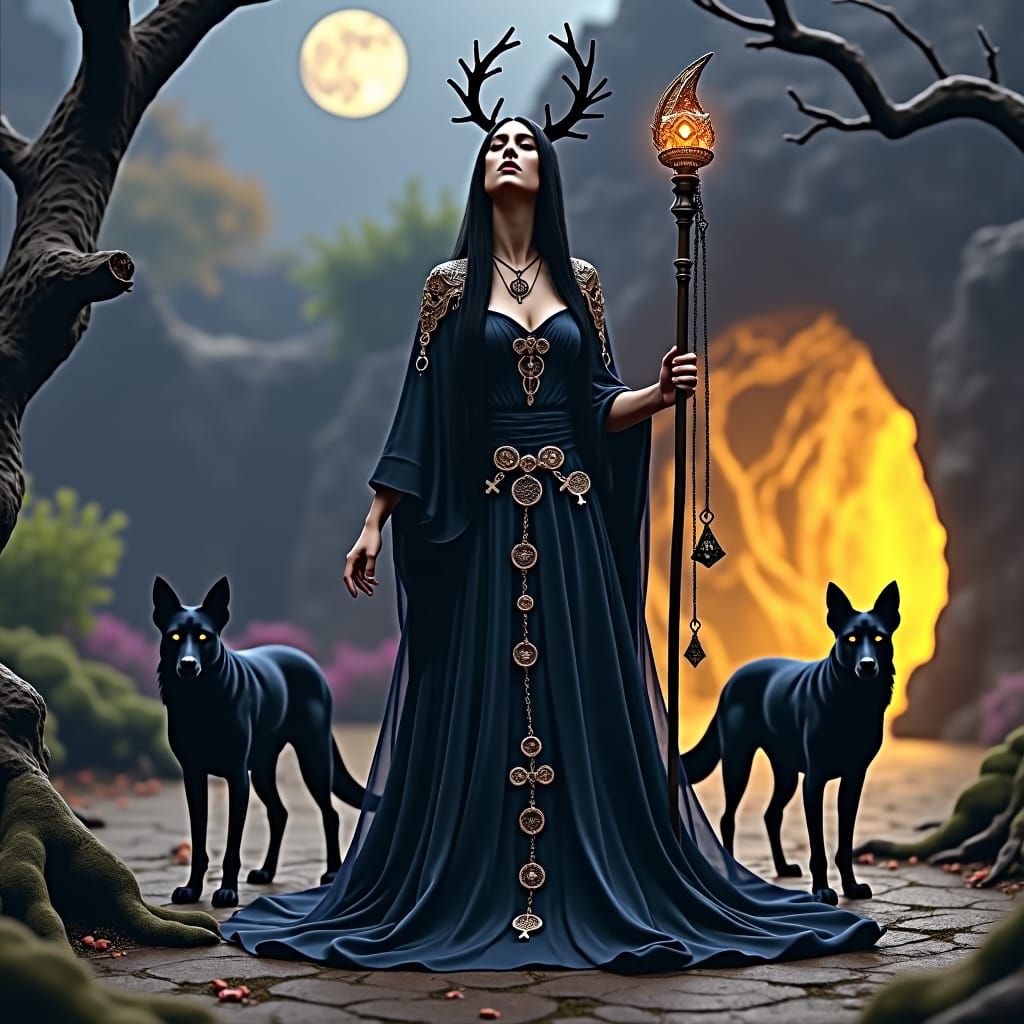 Hekate: Goddess of Crossroads in Mystical Garden