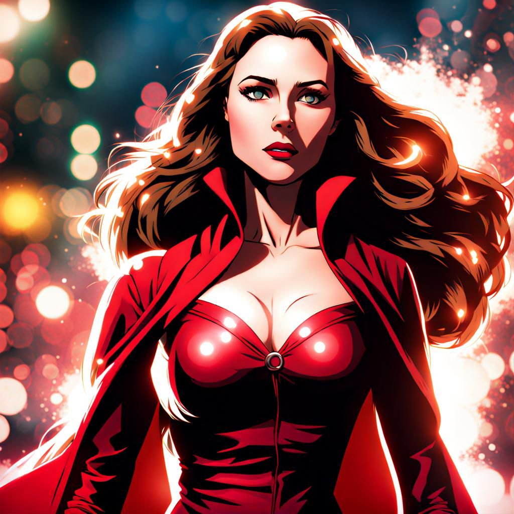 Scarlet Witch Marvel Comics with Bokeh Effect