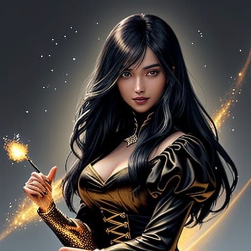 Ethereal Goddess in Fiery Mini Dress, Captivating with Beaut...