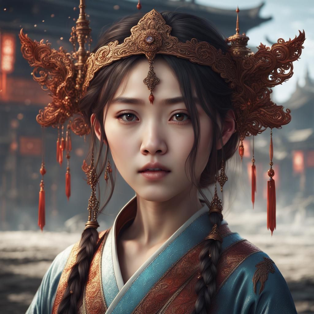 Detailed Portrait of Korean Girl, Fantasy Concept Art