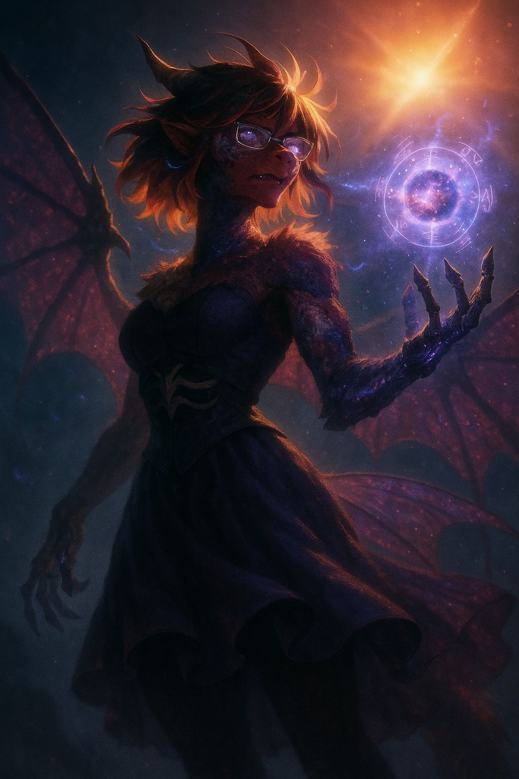 Dramatic Anime Dragon with Crimson Scales and Burn Scars