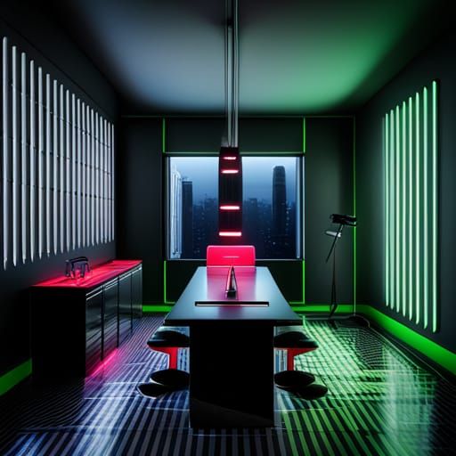 Alien Tech Room with Black Neon Lighting