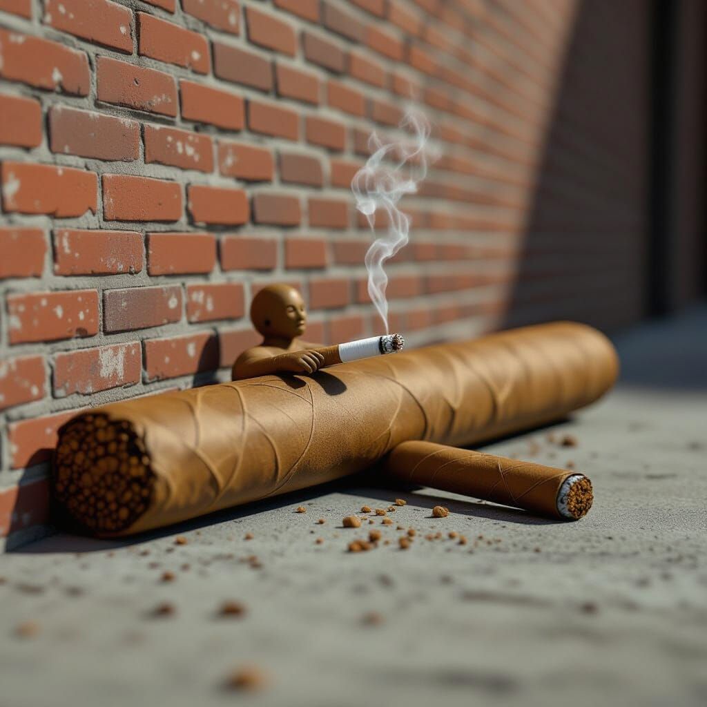 Giant Cigar Relaxing with a Mini Cigarette