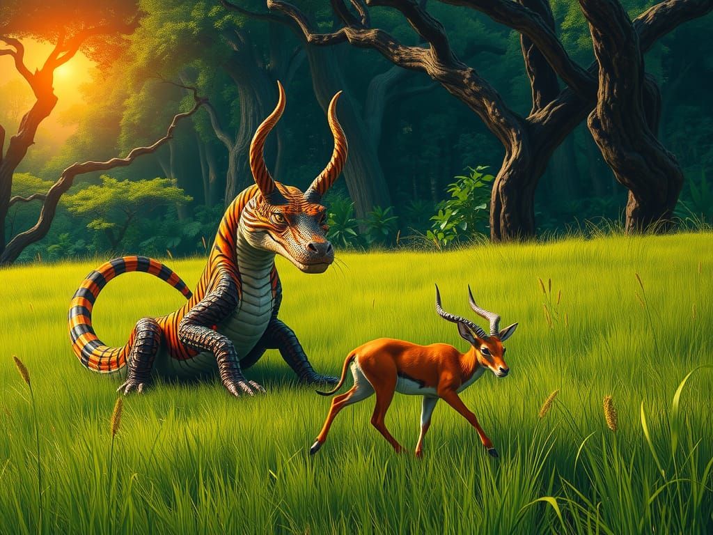 Tiger Crocodile Hybrid in Jungle Ambush