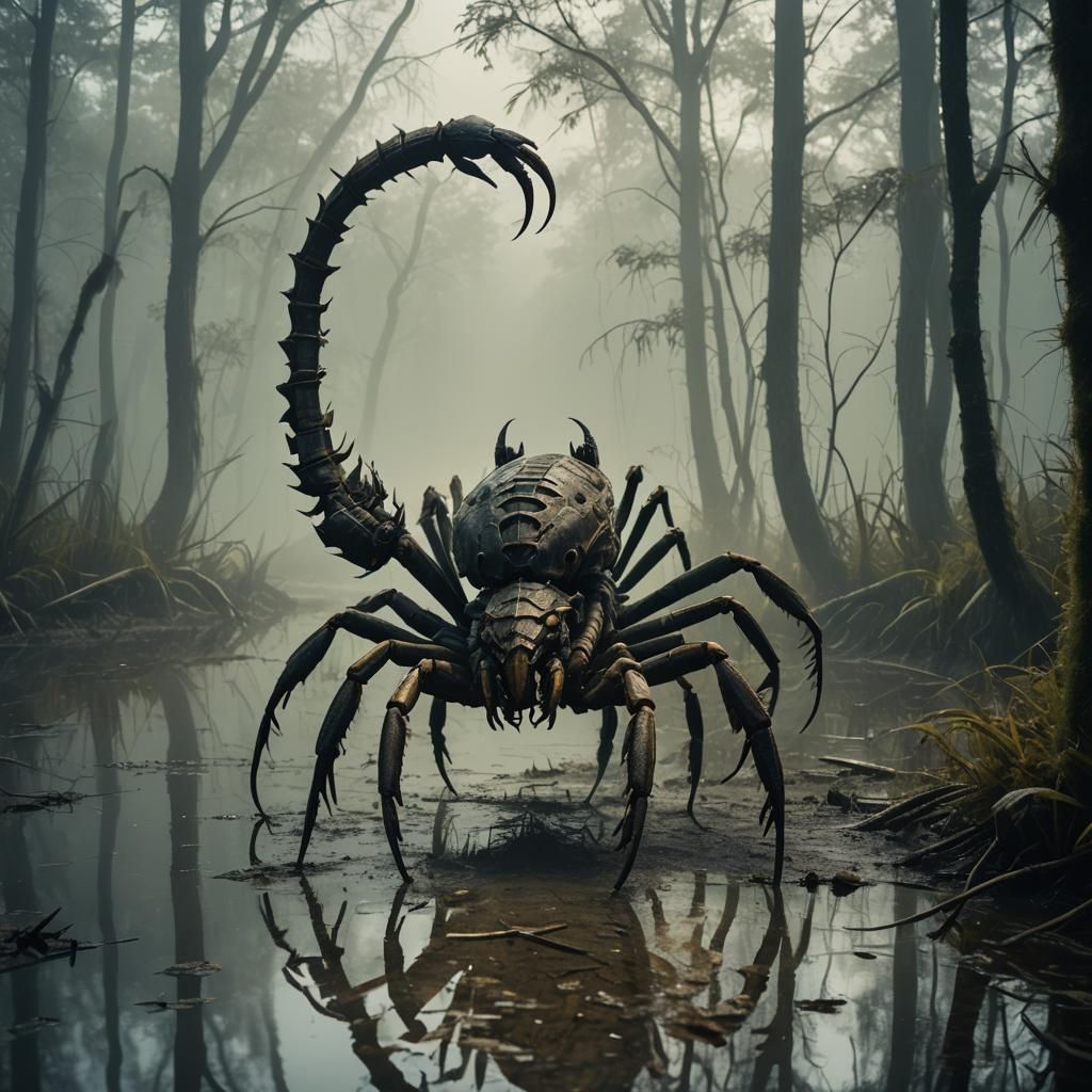 Swamp Monster with Scorpion Tail in Cinematic Style