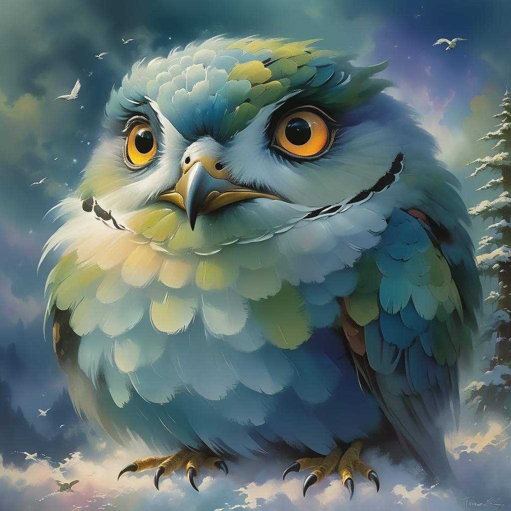 Ethereal Bird in a Misty Fantasy Landscape