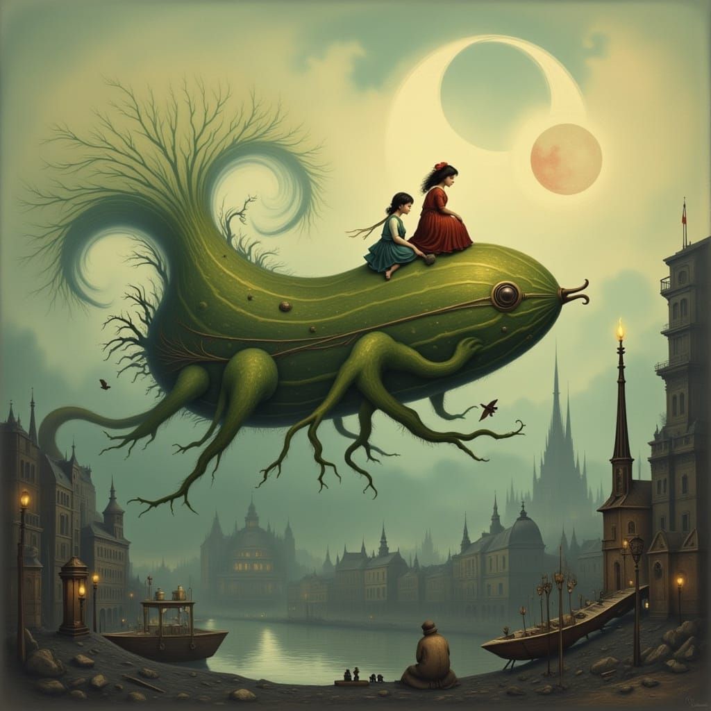 Schoolgirls Pilot Spaceship Over Ruined Paris