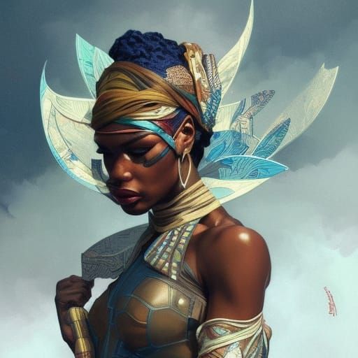 Detailed Superheroine Portrait in Comic Art Style