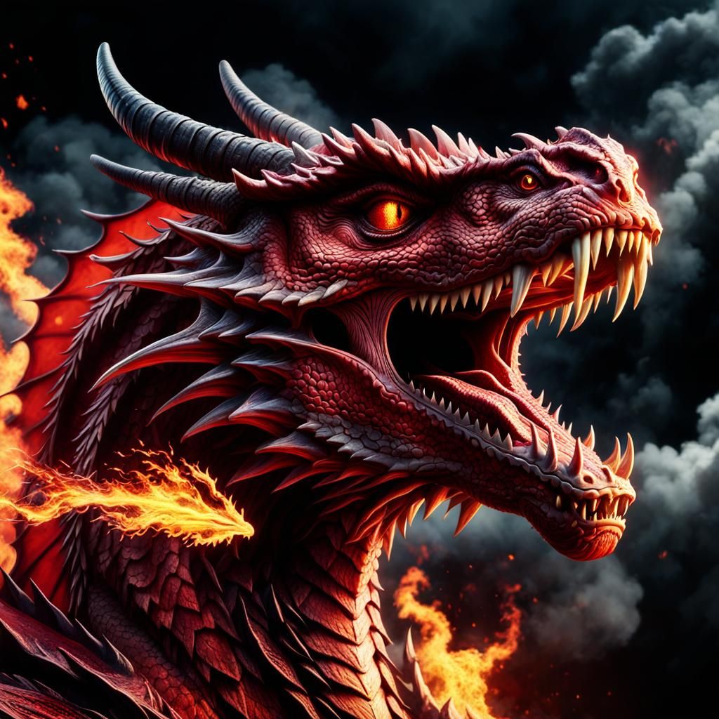 Epic Red Dragon Unleashes Fiery Breath