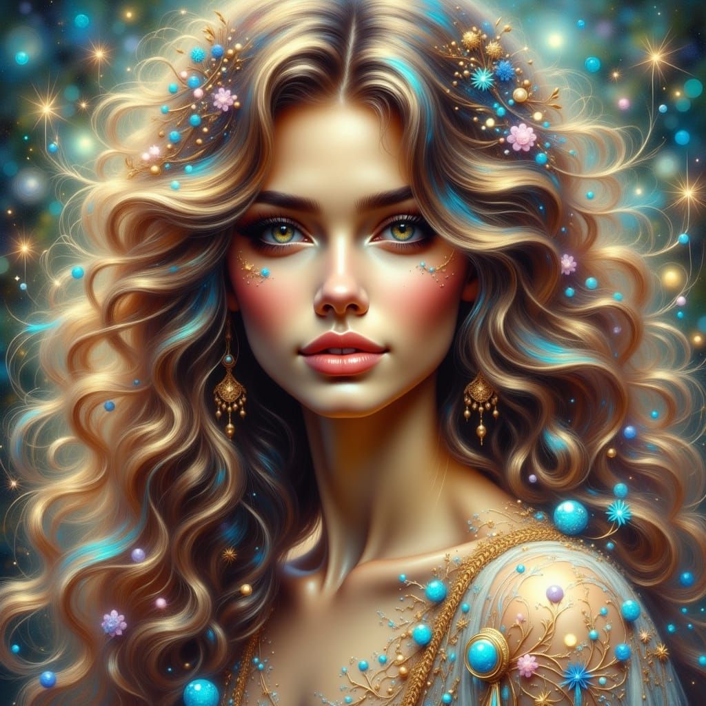 Ethereal Goddess in Opalescent Aura