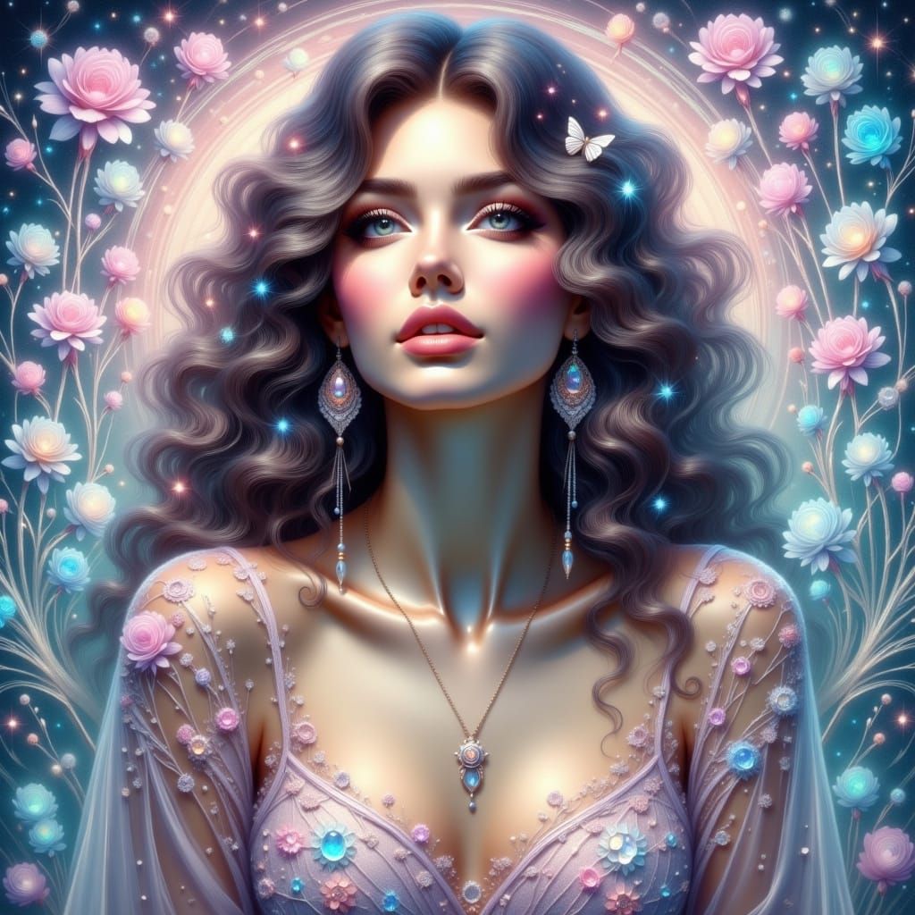 Ethereal Goddess in Opalescent Aura