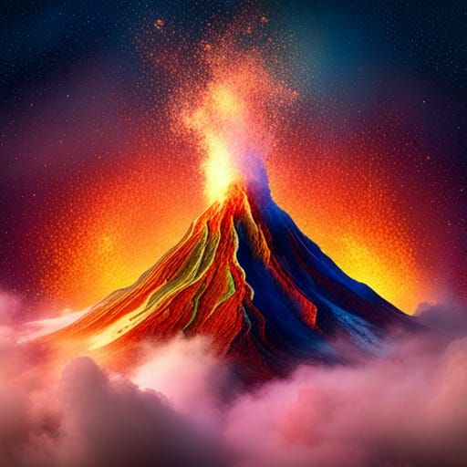 Confetti Volcano: Detailed Matte Painting
