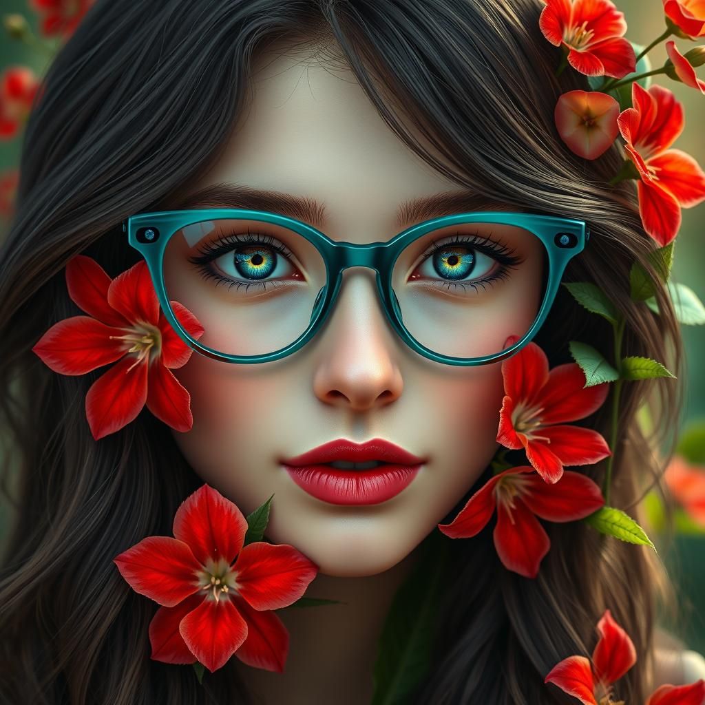 Woman with Flowers: Hyperdetailed Concept Art