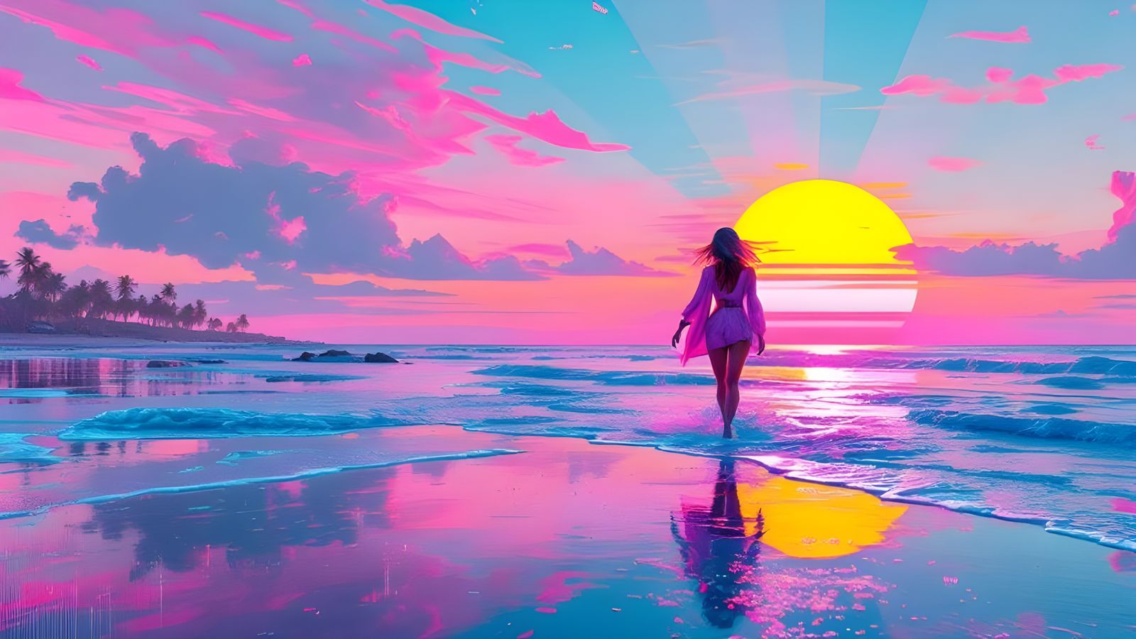 Synthwave Ocean Sunset