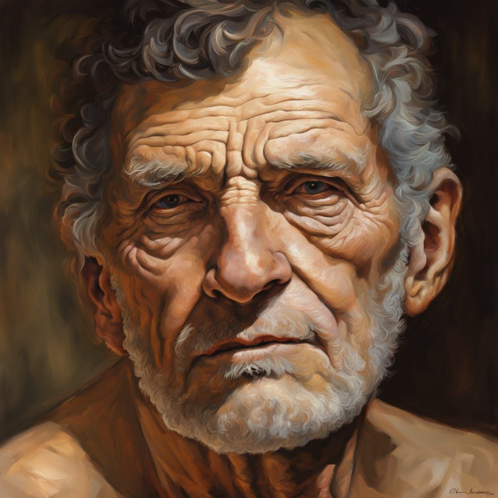 Dramatic Dual Portrait of a Greek Man in Golden Light