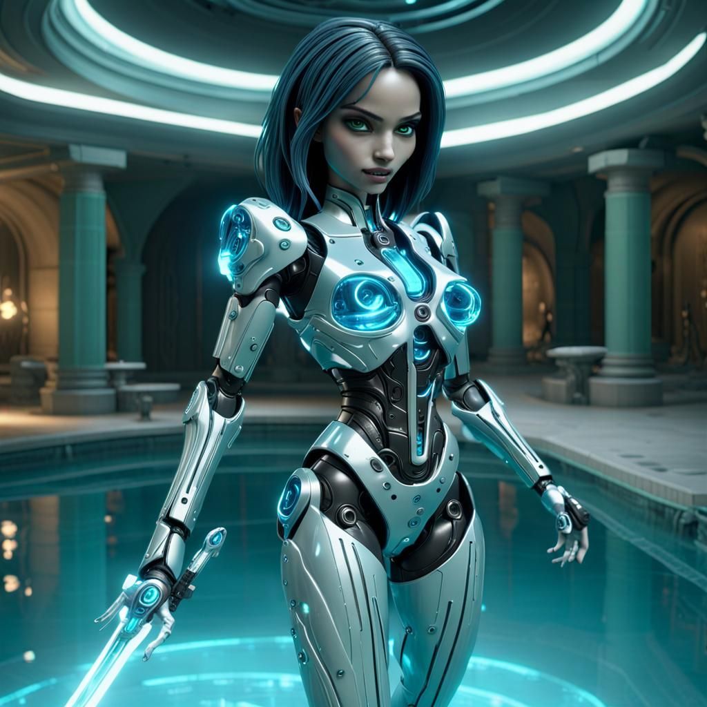 Cortana as Bratz Doll Mobile Sword in Sci-Fi Style