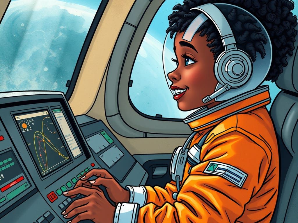African Girl Controls Spaceship with Joy