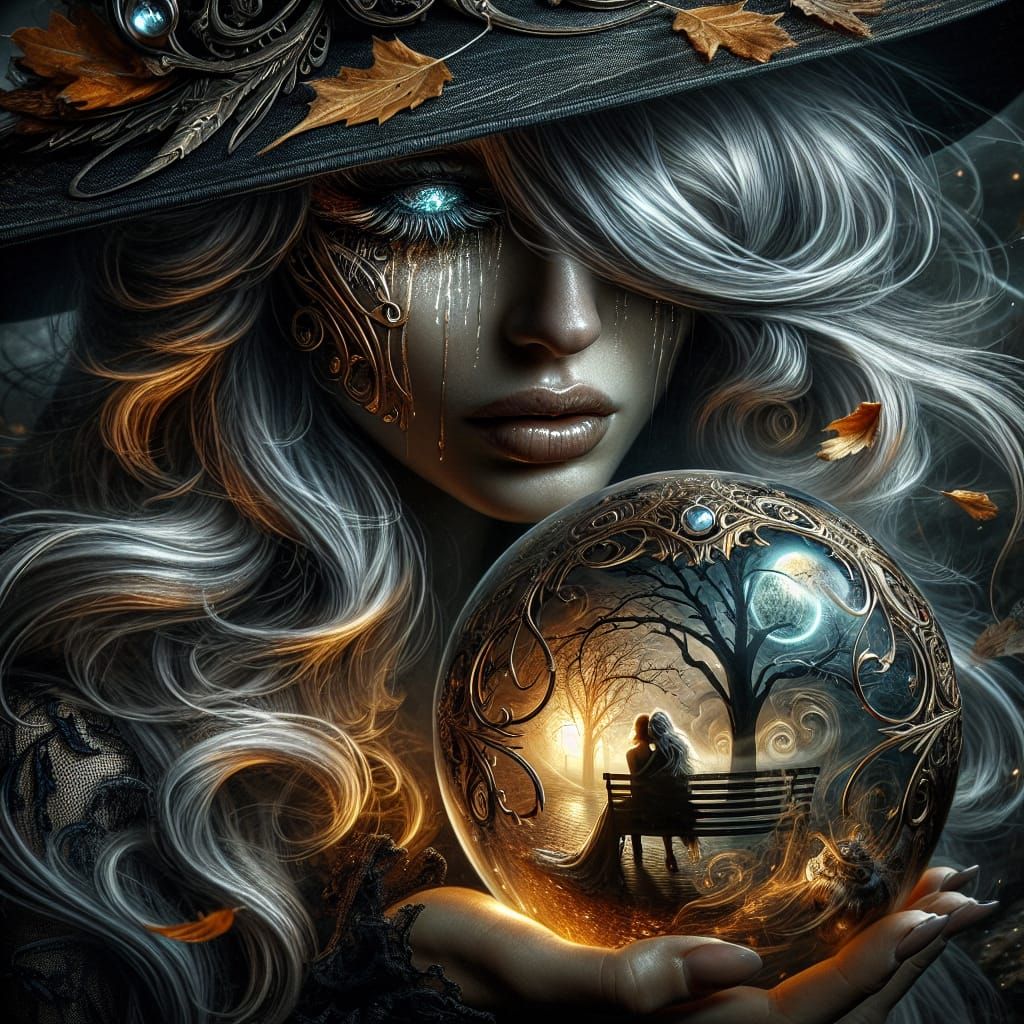 Mysterious Witch Unveils Golden Autumn Scene