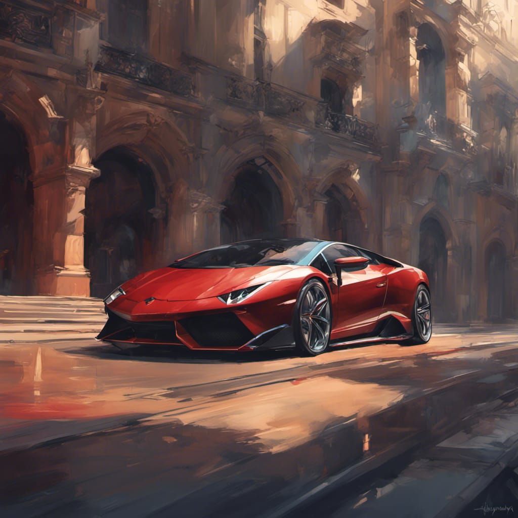 Luxury Sports Car Portrait in Hyperdetailed Style