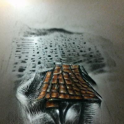 Hyperdetailed Charcoal Drawing of a Rainy Night