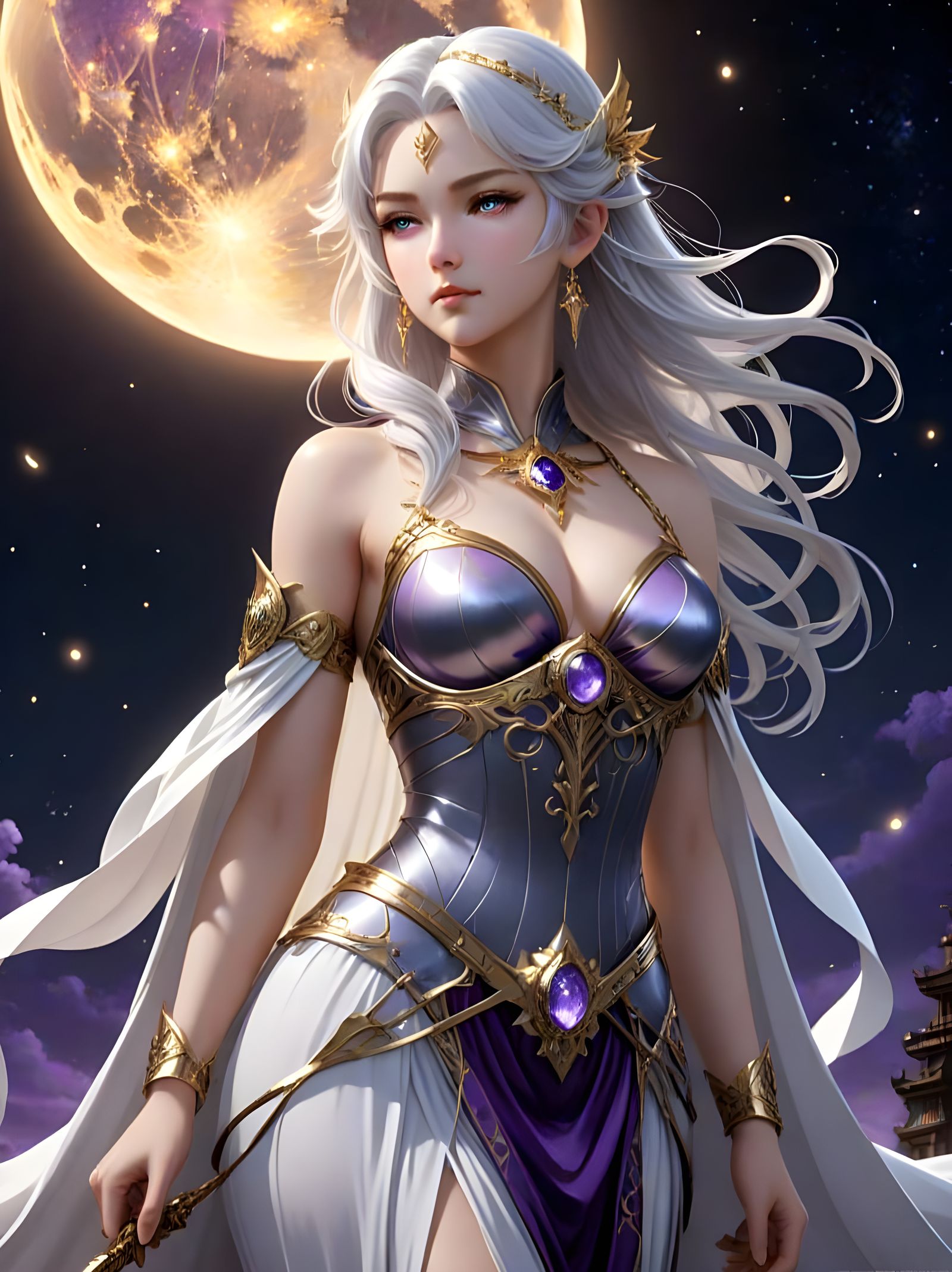 Moonlit Goddess Amidst Ancient Valyria