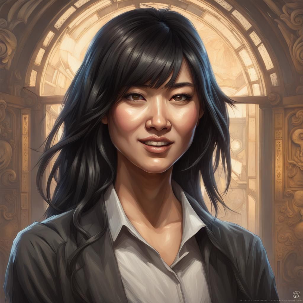 Arrogant Asian Scientist Portrait in Hyperdetailed Style