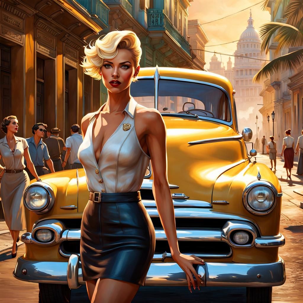 Cuban Woman in Havana, 1950s Golden Hour