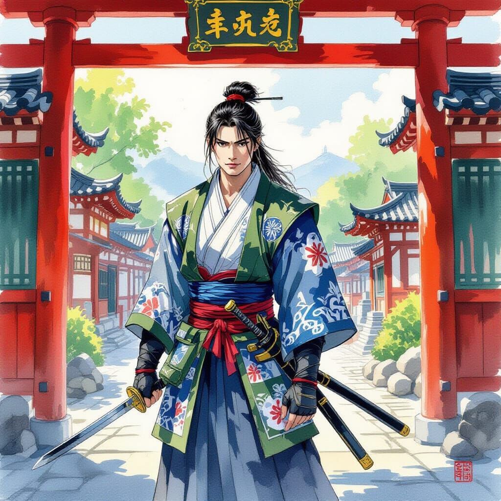 Ronin Seeks Escape in Detailed Gouache Painting