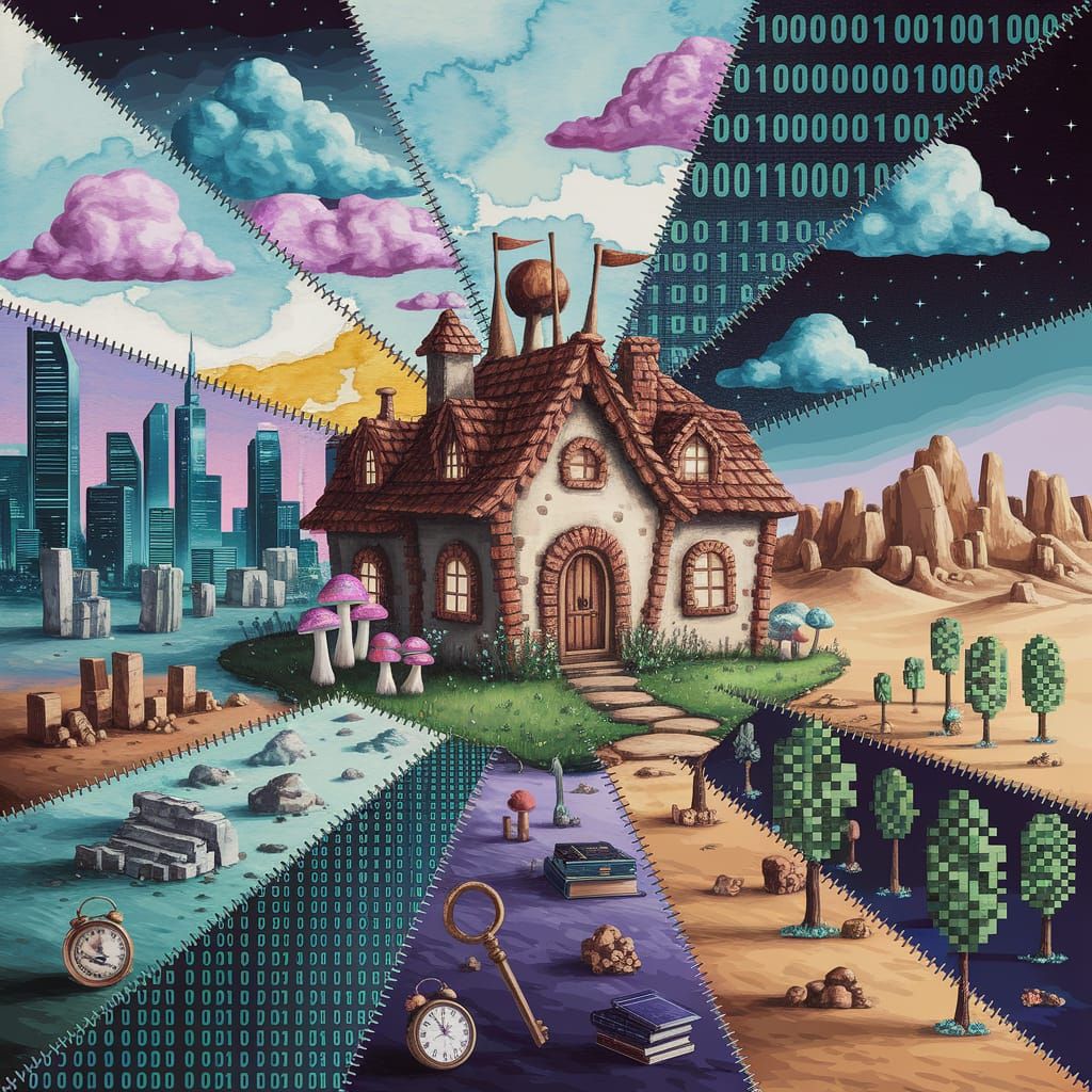 Surreal Patchwork Landscape of Fragmented Realities