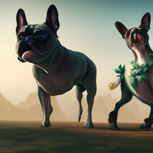French Bulldog Barks at Well-Dressed Centaur