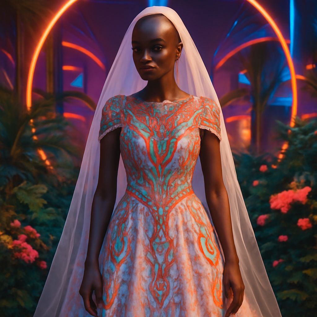 Afro-Futuristic African Woman in Wedding Dress