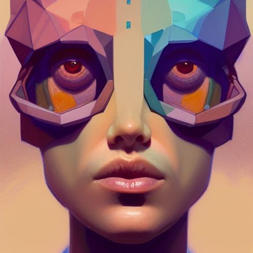 Christmas Beetle Portrait in Geometric Pastel Art