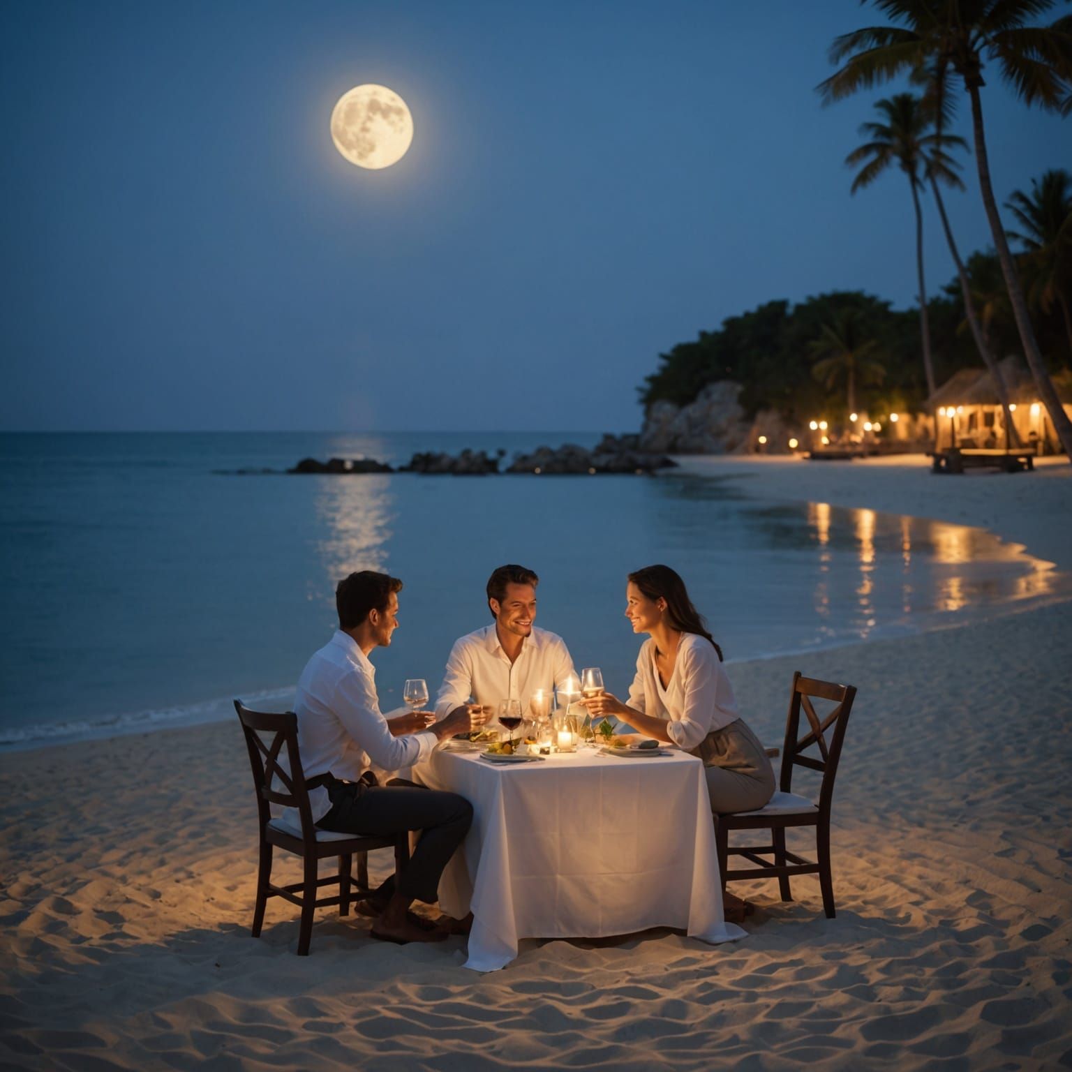 Romantic Beachside Dinner Under the Moonlit Sky