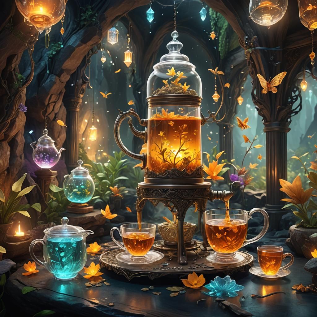 Crystal Cave Tea Machine: Fantasy Concept Art