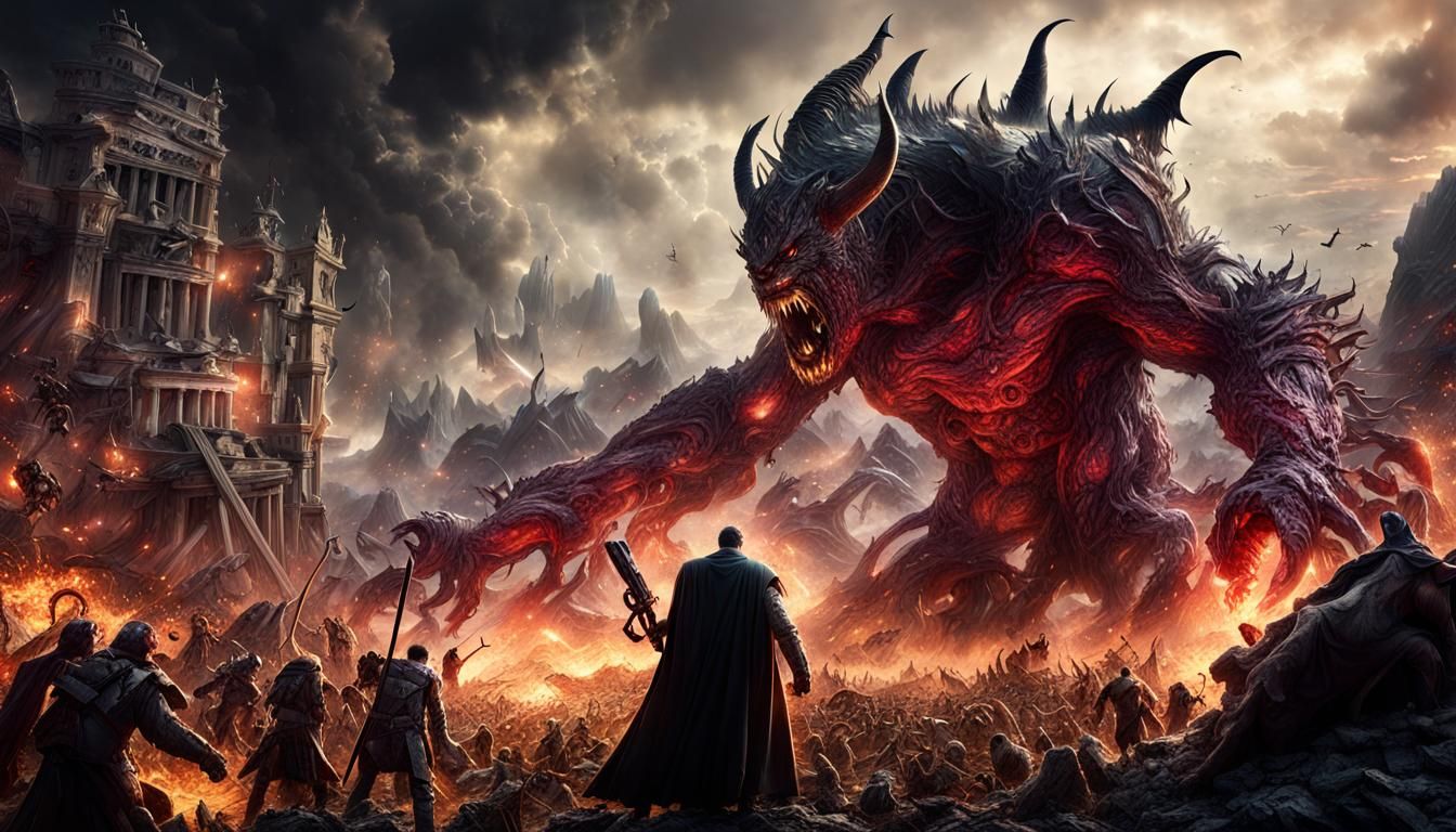 Epic Battle of Heroes vs Villains in Digital Art