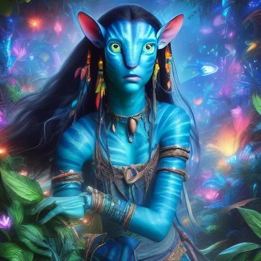 Avatar Na'vi Woman Portrait in Pandora Jungle