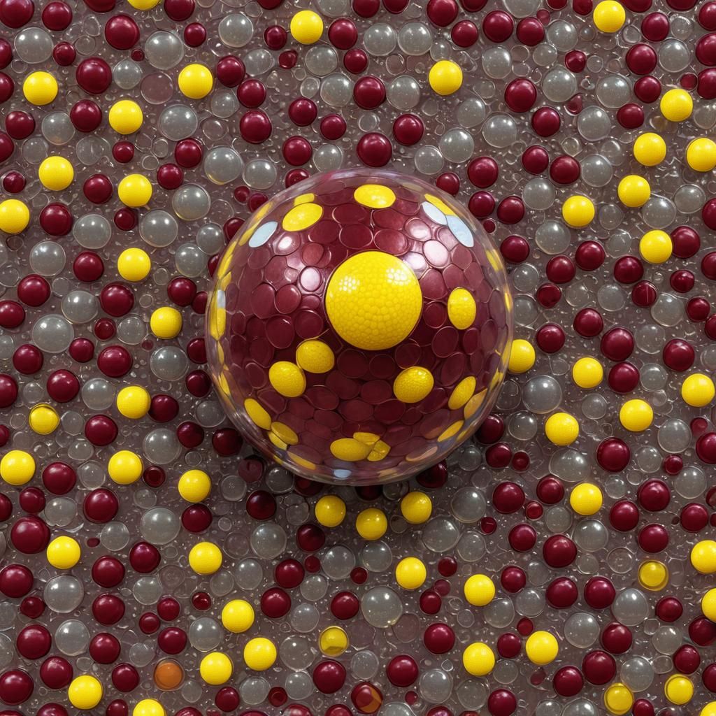 Pop Art: Wrapped Balls on Burgundy Pyramid